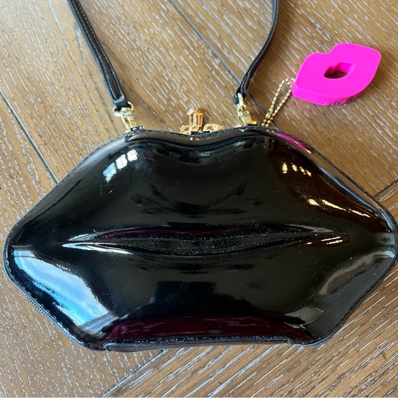 Betsey Johnson Bags Purse Betsey Johnson Black Patent Lips Pink